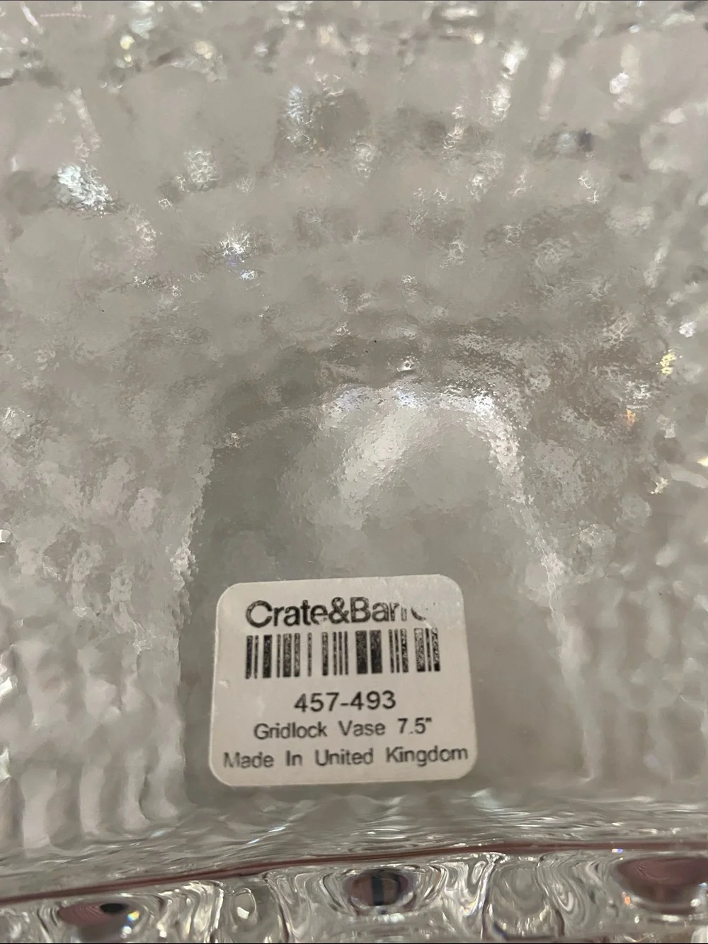 Crate and Barrel Gridlock Clear Bubble Vase, Square 7.5